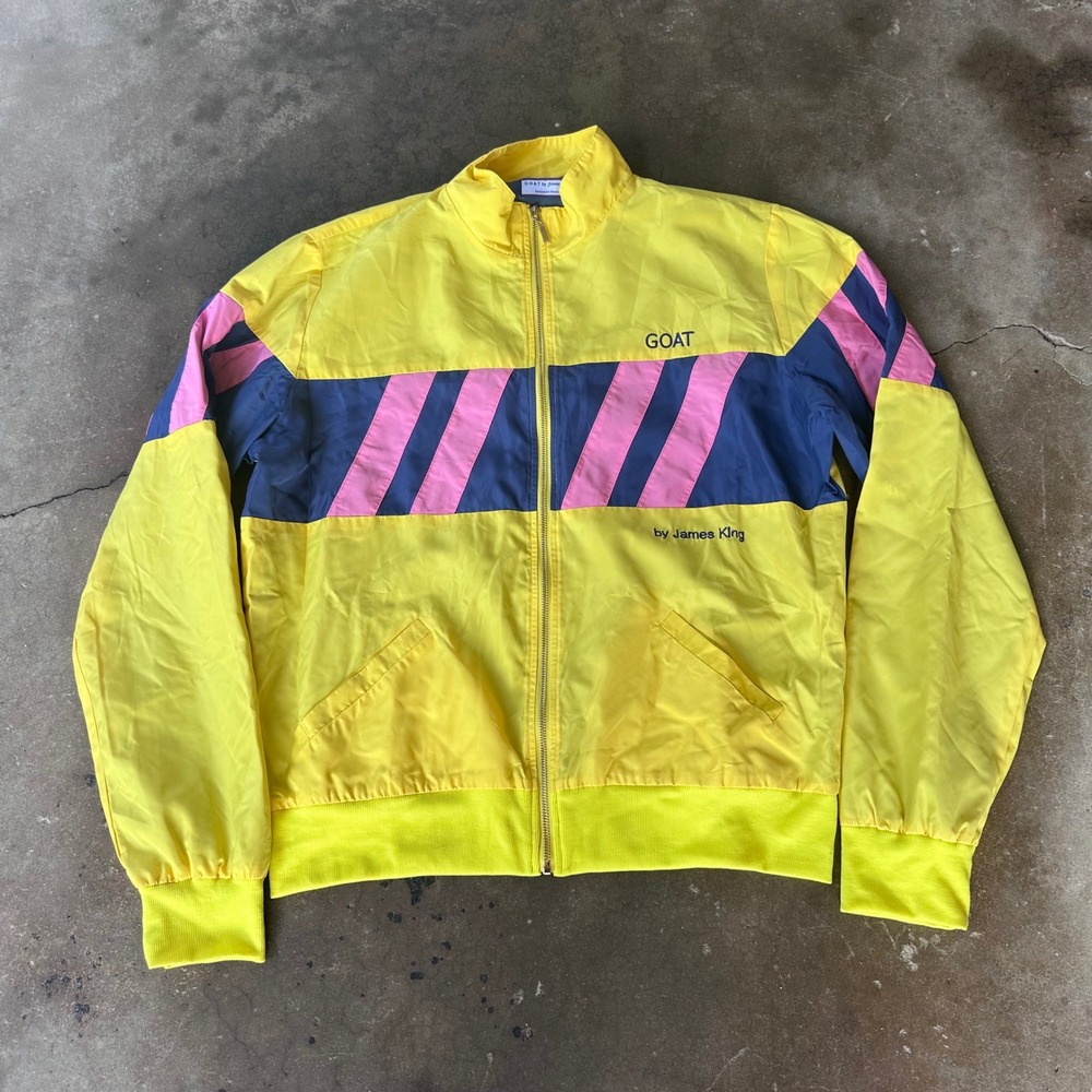 GOAT by James King Track Jacket Mens XL Yellow Excellent Retro Windbreaker